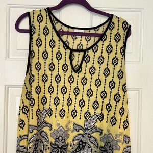 The Avenue- Yellow and black sleeveless blouse/tunic (size 22/24)